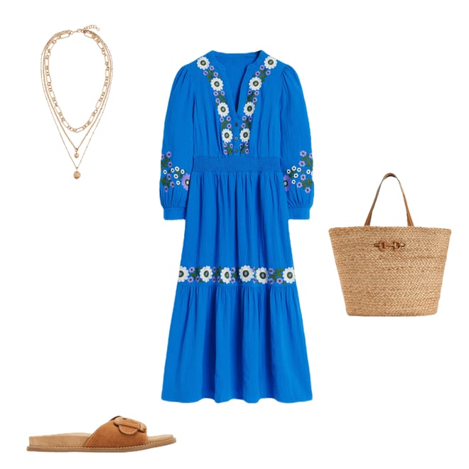 1st bundle featuring 3 items which compliment Elena Double Cloth Midi Dress-Blue Embroidery