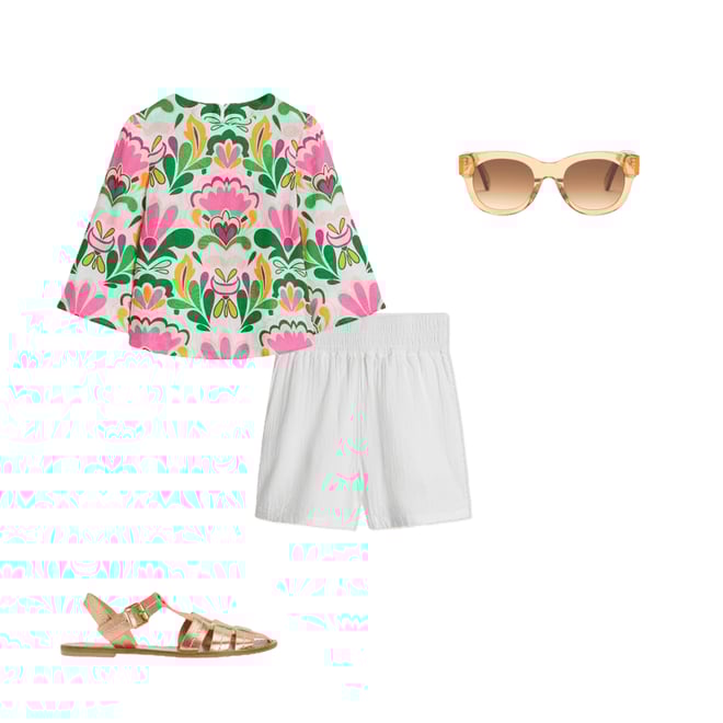 5th bundle featuring 3 items which compliment Smocked Double Cloth Shorts-White