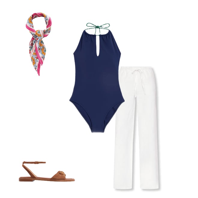 3rd bundle featuring 3 items which compliment String High Neck Swimsuit-Navy