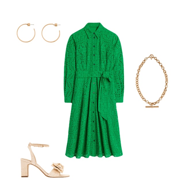 1st bundle featuring 3 items which compliment Amy Broderie Midi Shirt Dress-Rich Emerald