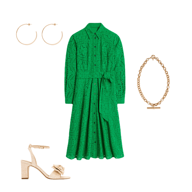 Amy Broderie Midi Shirt Dress-Rich Emerald | Boden Global