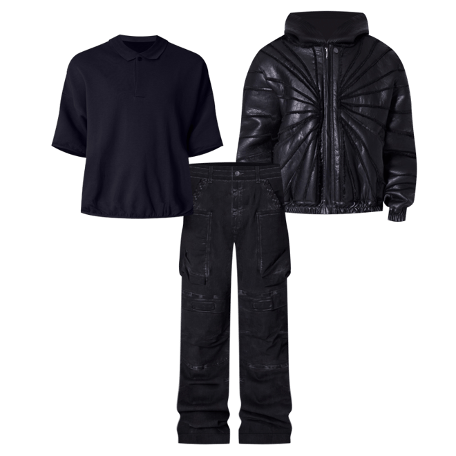 MELT THE LADY &quot;M&quot;short hoodie ブラック　黒 Leather Web Cropped Hoodie - Black | mnml | shop now