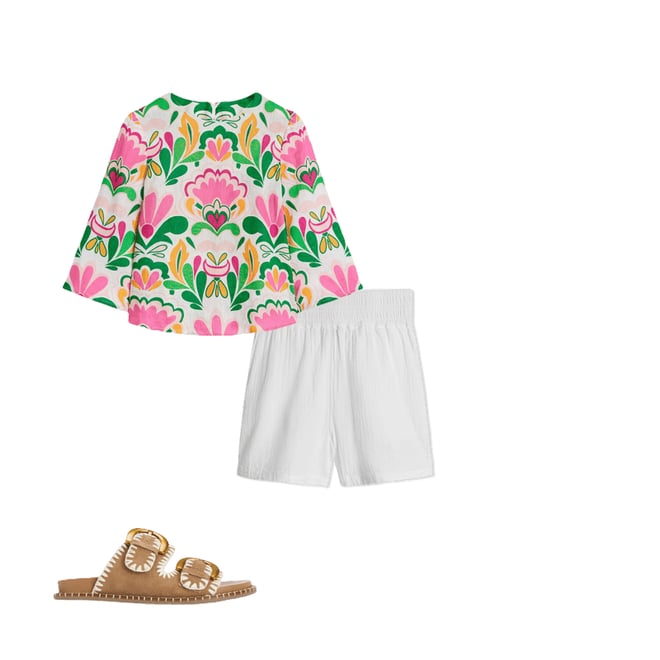 2nd bundle featuring 2 items which compliment Smocked Double Cloth Shorts-White