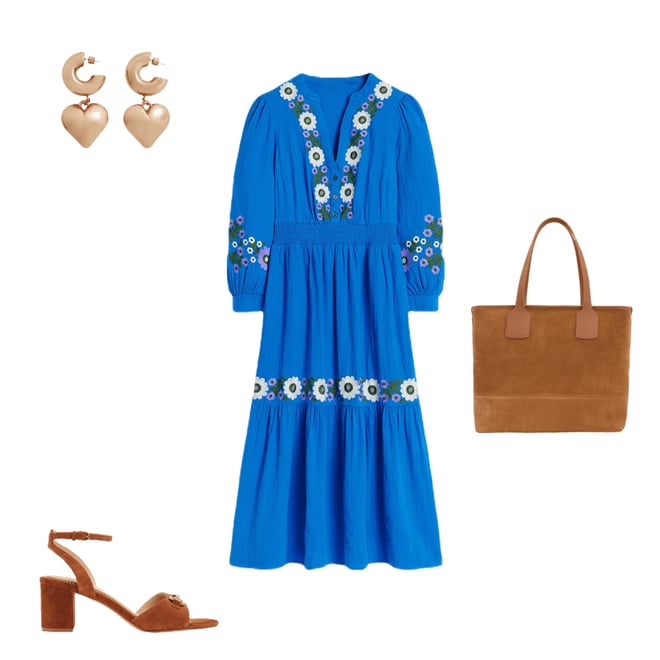 2nd bundle featuring 3 items which compliment Elena Double Cloth Midi Dress-Blue Embroidery
