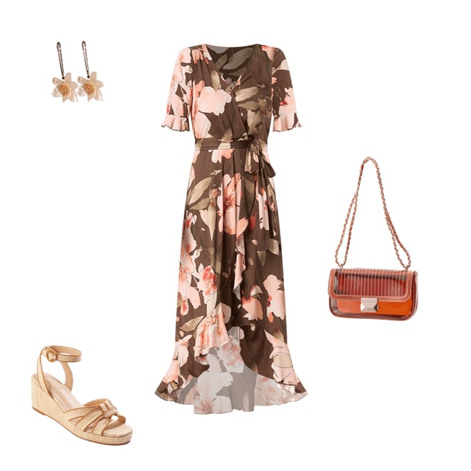  Cato Fashions | Cato Blush Floral Flounced Hem Dress