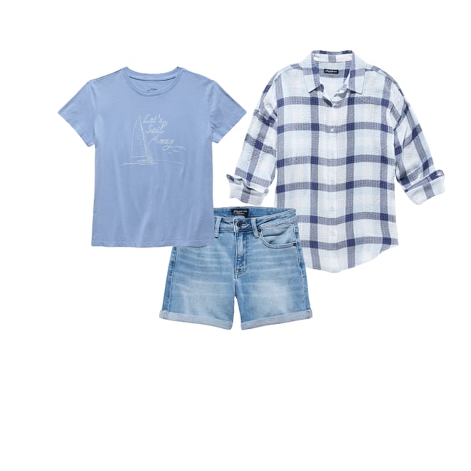 1st bundle featuring 2 items which compliment  Let's Sail Away Tee Shirt - Blue