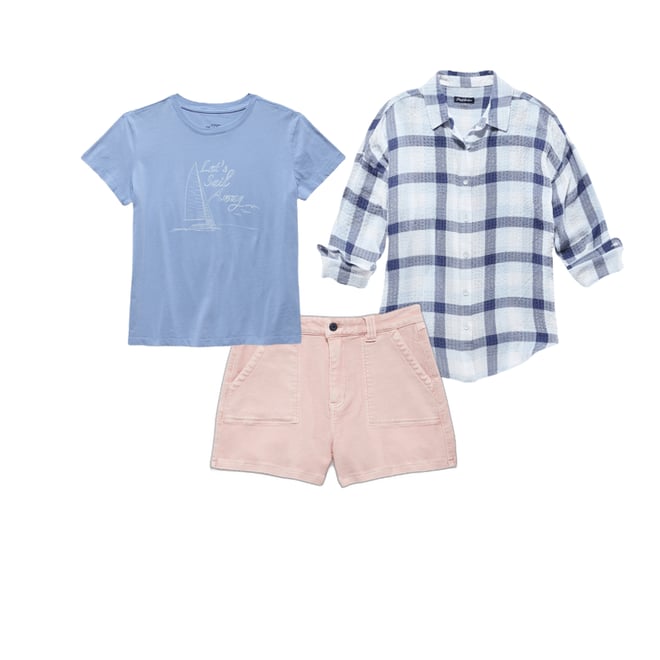 1st bundle featuring 2 items which compliment  Leetonia Oversized Shirt - Blue White Plaid