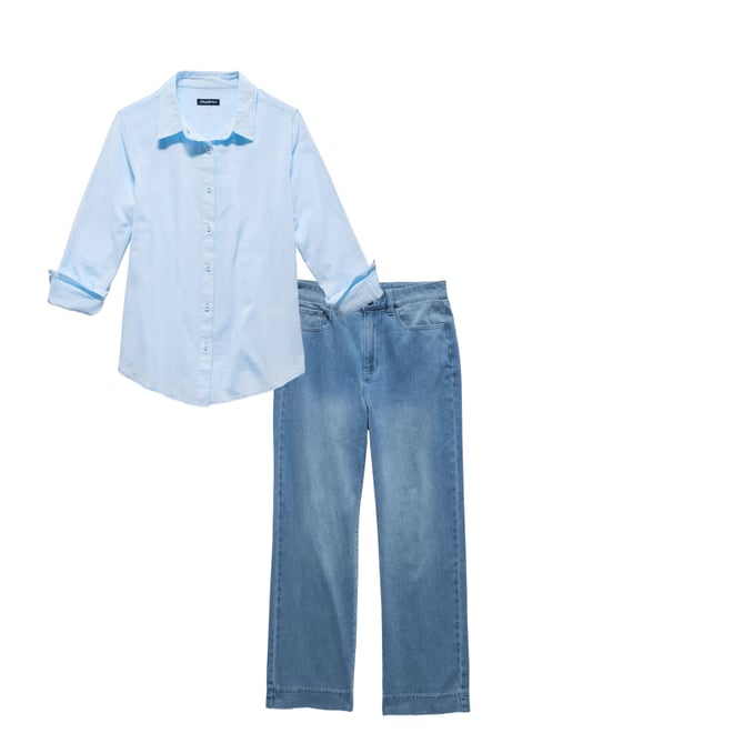 3rd bundle featuring 1 items which compliment Sonora Wide Leg Knit Denim Pant - Indigo