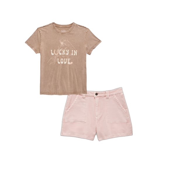 3rd bundle featuring 1 items which compliment  Amorita Stretch Terry High Rise Utility Shorts - Pink