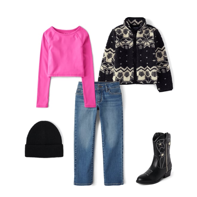 2nd bundle featuring 4 items which compliment Girls Print Sherpa Zip Up Jacket