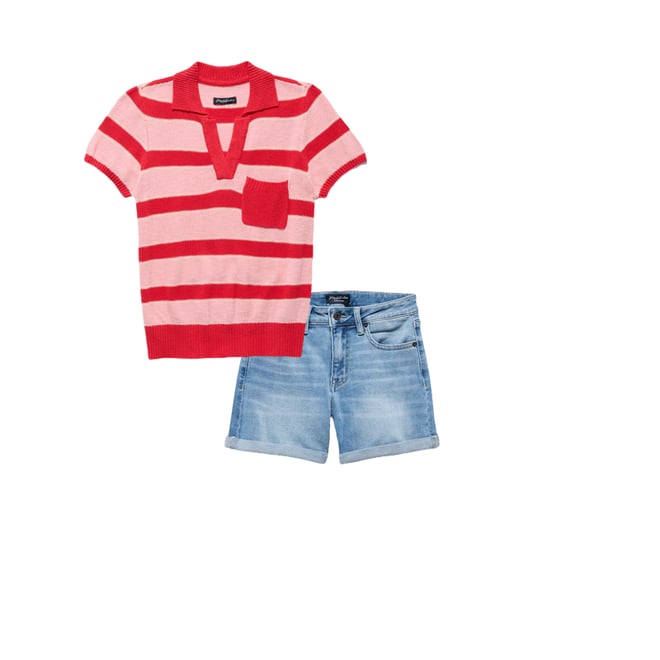 1st bundle featuring 1 items which compliment  Maben Sweater Polo Shirt - Pink/Red