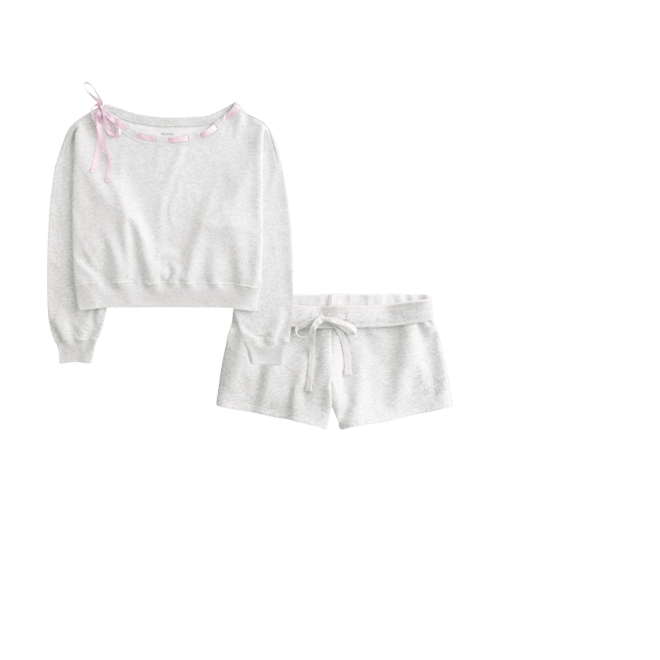 Off-the-Shoulder Tie Sweatshirt