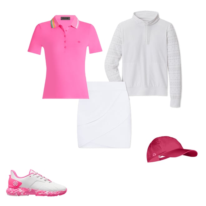 G/FORE Women's Contrast Collar Ribbed Tech Nylon Golf Polo