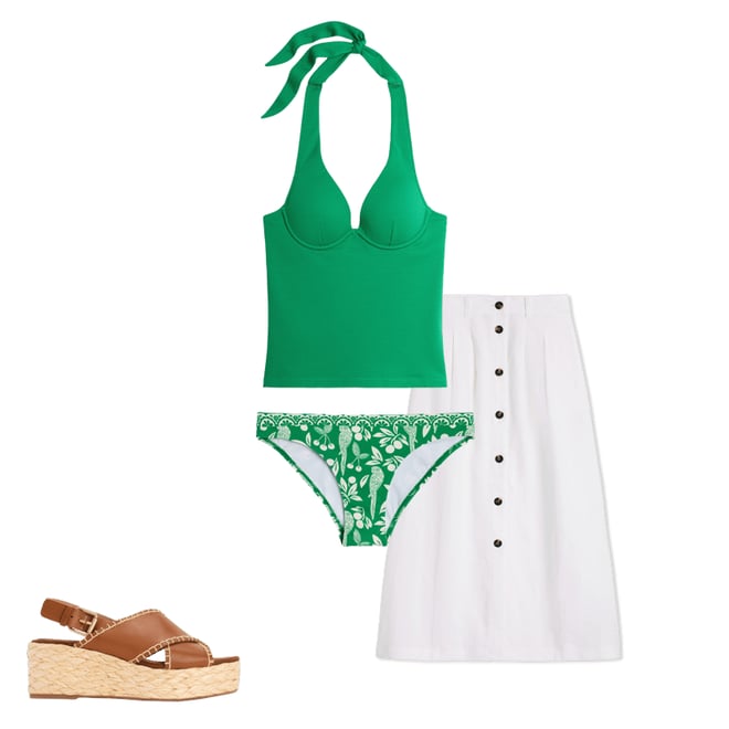 6th bundle featuring 3 items which compliment Thomasina Linen Midi Skirt-White