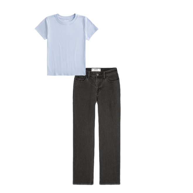 High-Rise Washed Black Straight Jeans