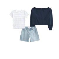 Curvy High-Rise Light Wash Relaxed Denim Shorts 5"