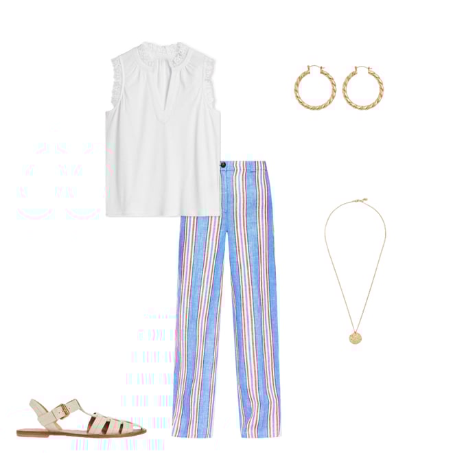 3rd bundle featuring 4 items which compliment Westbourne Linen Trousers-Peacock Blue, Red Stripe