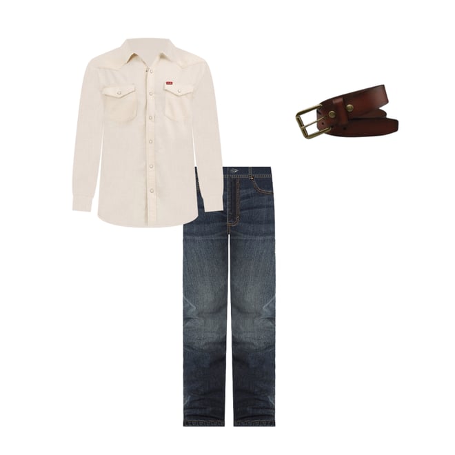 Men's Denim Western Snap Shirt in Ecru