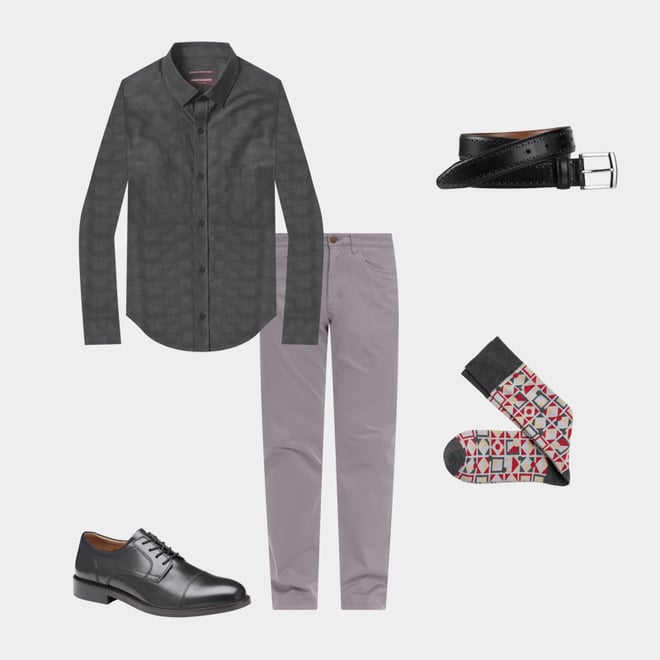 1st bundle featuring 4 items which compliment Long-Sleeve Jacquard Shirt