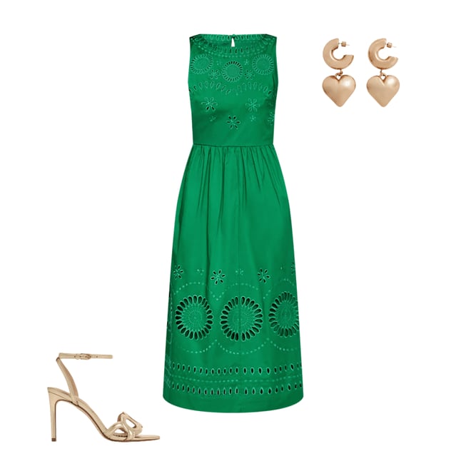 1st bundle featuring 2 items which compliment Lauren Broderie Midi Dress-Rich Emerald, Broderie