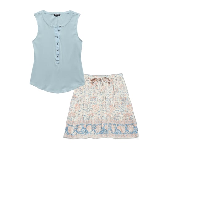 3rd bundle featuring 1 items which compliment  Nellie Floral Tiered Gauze Mini Skirt - Cream Combo