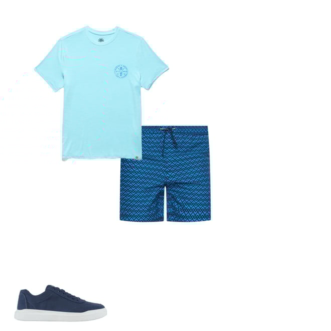 1st bundle featuring 2 items which compliment  Davie Geo Print Swim Shorts - 6.5” Inseam - Blue/Navy