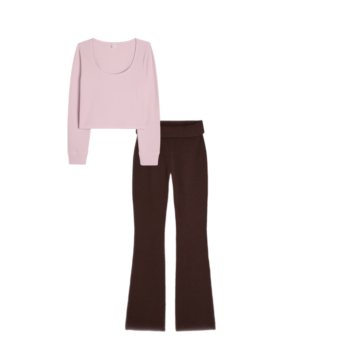 Gilly Hicks Sweater-Knit Foldover Boot Pants