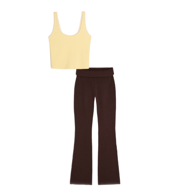 Gilly Hicks Sweater-Knit Foldover Boot Pants