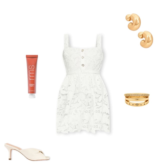 SELF PORTRAIT レスティアトミニトレス SS25113S WHITE White lace tiered mini dress Self-portrait - women - SELF