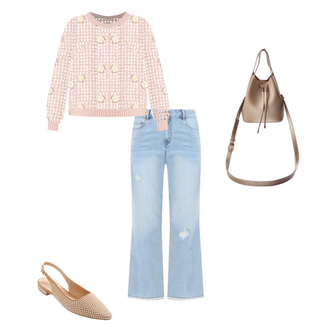  Cato Fashions | Cato Wide Width Pearl Embellished Slingback Flats