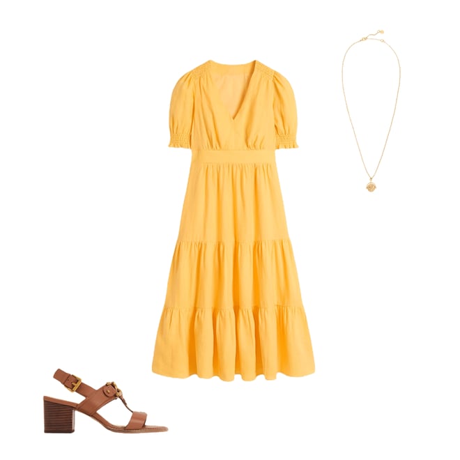 5th bundle featuring 2 items which compliment Anna Linen Tiered Midi Dress-Buttermilk Yellow