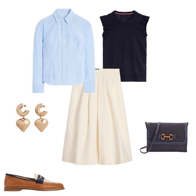 1st bundle featuring 5 items which compliment Pleat Detail Midi Skirt-Ivory