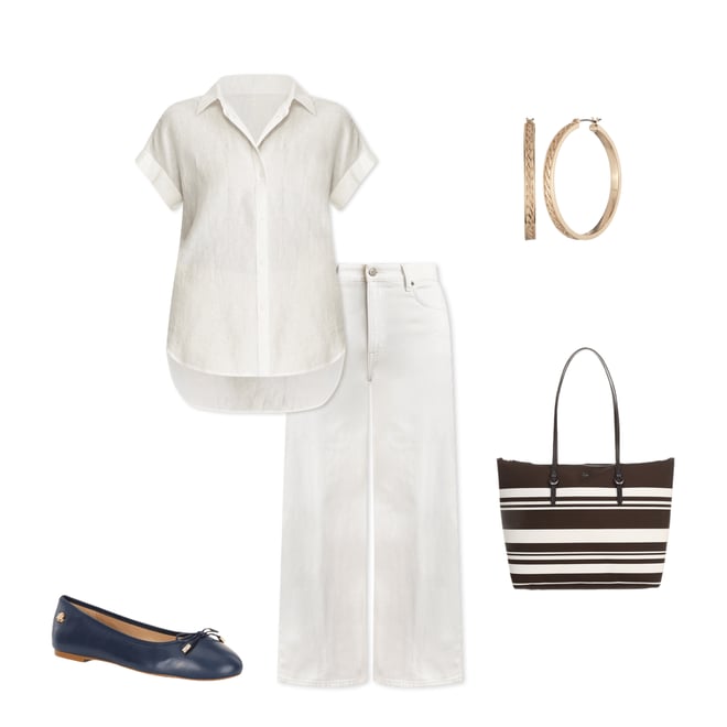 ラルフ・ローレン Lauren Ralph Lauren Linen Dolman-Sleeve Shirt レディース シャツ トップス White Linen Dolman-Sleeve Shirt | Ralph Lauren
