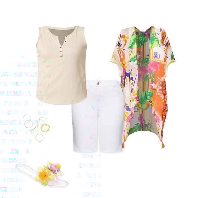  Cato Fashions | Cato Vibrant Floral Tasseled Kimono