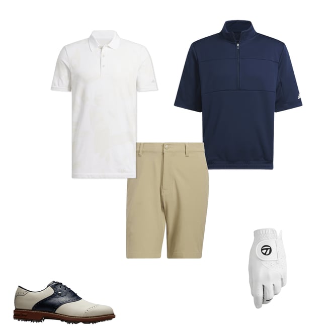 FootJoy Dryjoys Premiere Series Wilcox Golf Shoes - Cream/Navy 54350