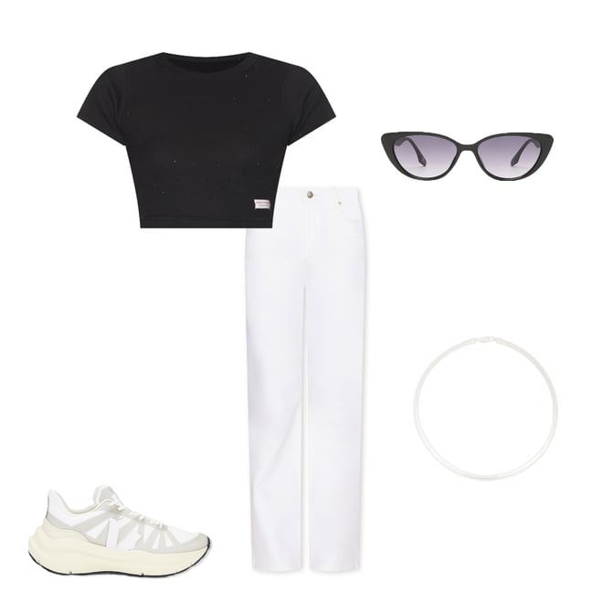 2nd bundle featuring 4 items which compliment Hotfix Cropped Short Sleeve Crewneck Tee