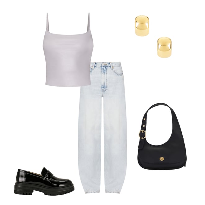 1st bundle featuring 4 items which compliment Faux Leather Cami Crop Top