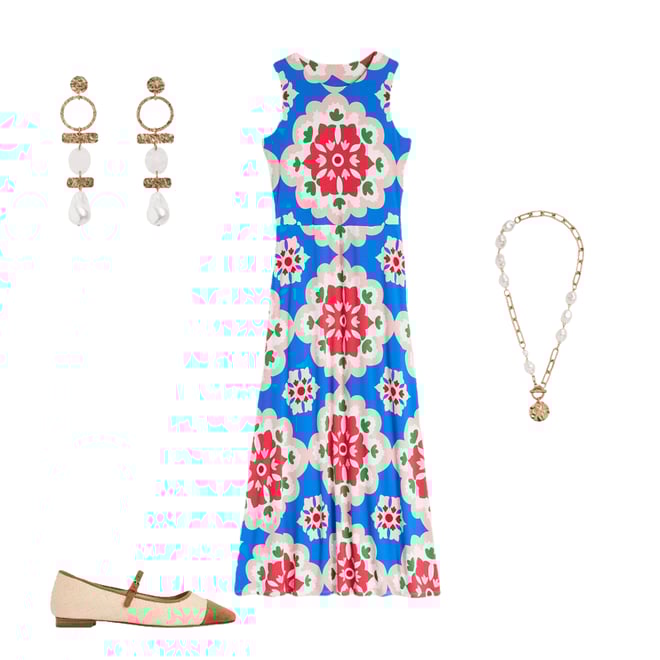 2nd bundle featuring 3 items which compliment Grown On Tie Trapeze Dress-Cerulean Blue, Bloom Geo
