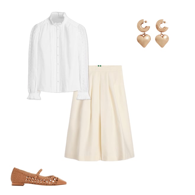 2nd bundle featuring 3 items which compliment Pleat Detail Midi Skirt-Ivory