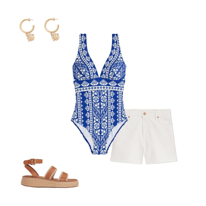 4th bundle featuring 3 items which compliment Porto V-Neck Swimsuit-Bright Blue, Ornate Stripe