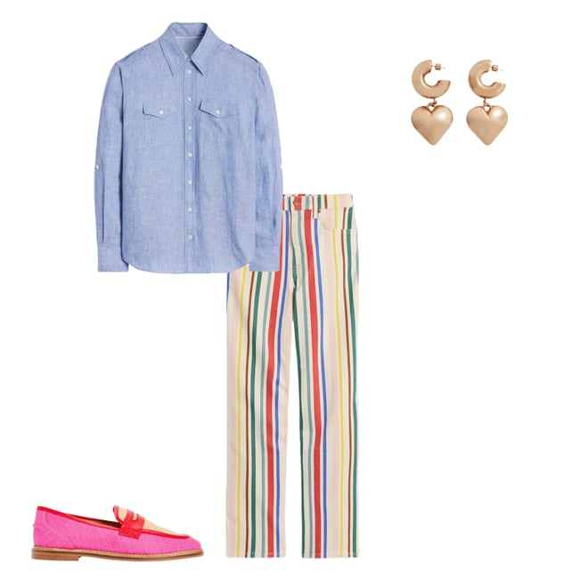 2nd bundle featuring 3 items which compliment High Rise Stripe Crop Jeans-Green and Pink Rainbow Stripe