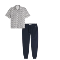 Boxy Tropical Pattern Linen-Blend Shirt