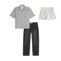 Boxy Tropical Pattern Linen-Blend Shirt
