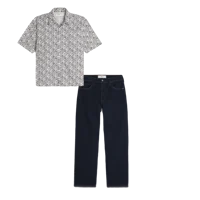 Boxy Tropical Pattern Linen-Blend Shirt