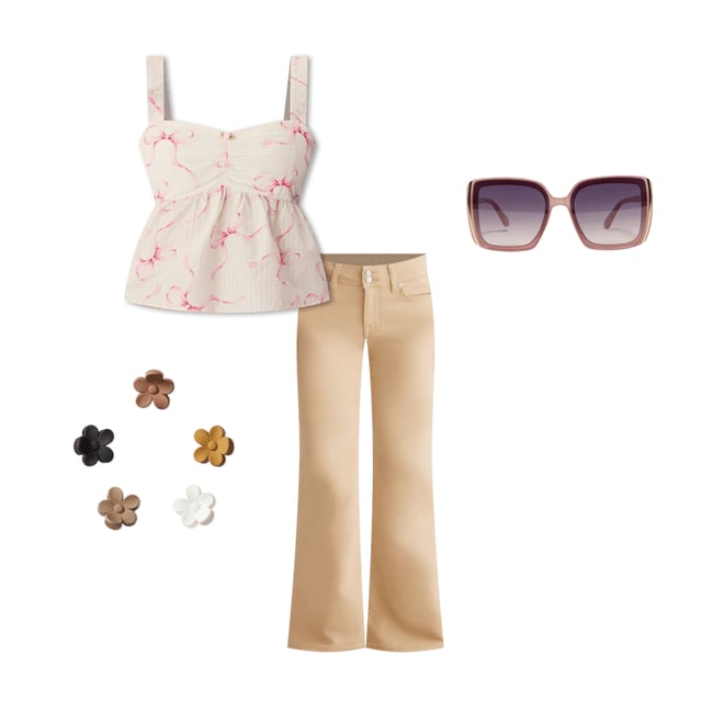 Mid-Rise Flare Uniform Pants