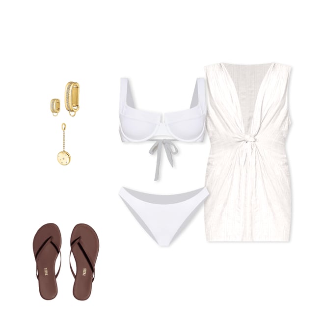 ◆ROCKCAKE◆ Pureline Logo Bikini Bottom White Product | LSPACE Rocky Bikini Bottom - White