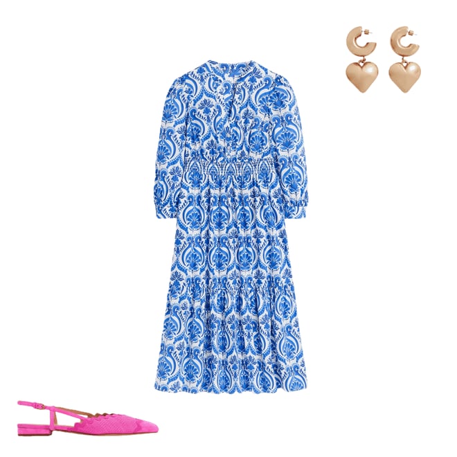 4th bundle featuring 2 items which compliment Elena Tiered Cotton Midi Dress-Blue, Ornamental Floral