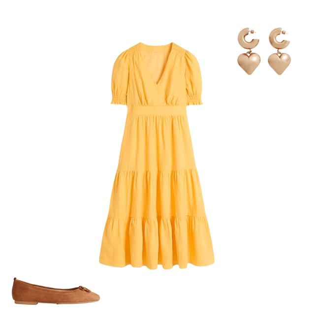 6th bundle featuring 2 items which compliment Anna Linen Tiered Midi Dress-Buttermilk Yellow