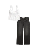 High-Rise Washed Black Baggy Jeans