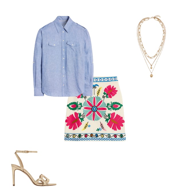 1st bundle featuring 3 items which compliment Aline Embroidered Linen Skirt-Ivory Embroidery